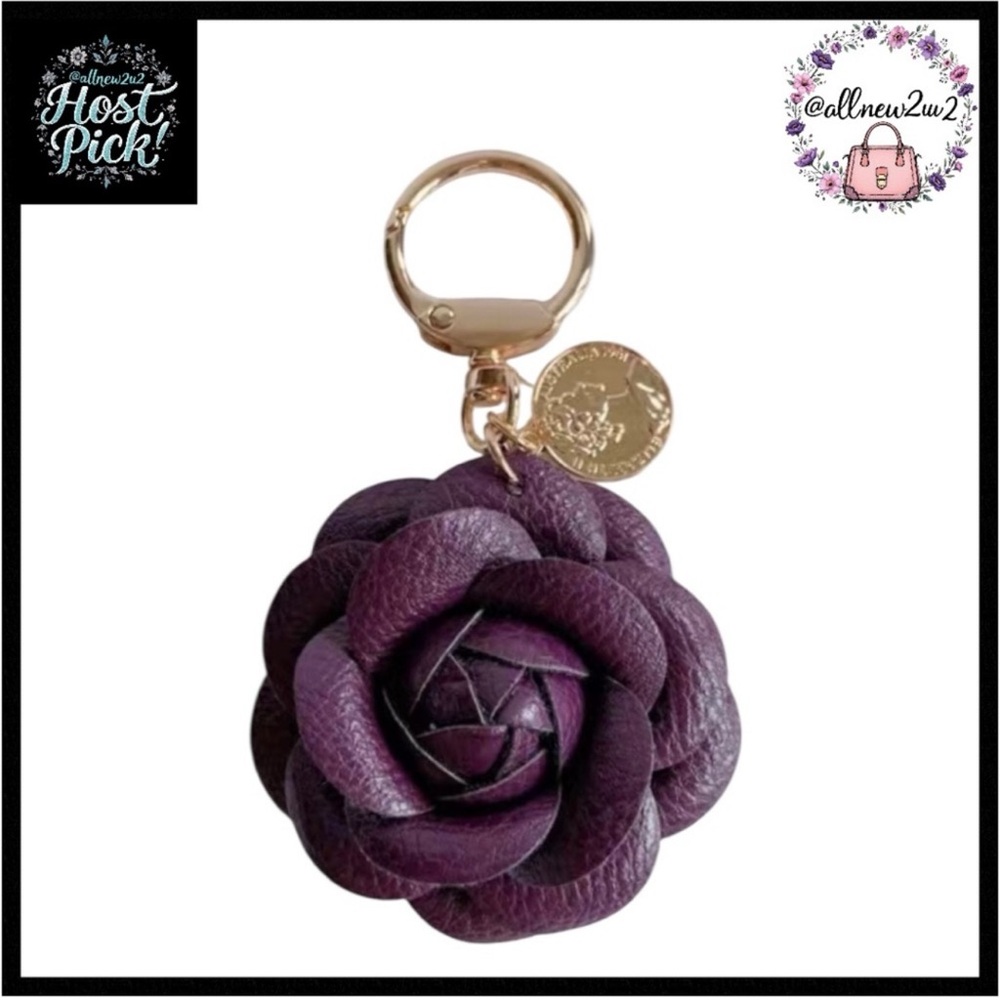 Camellia Bag charm/Car keychain Deep Plum Purple Host Pick - Picture 4 of 4